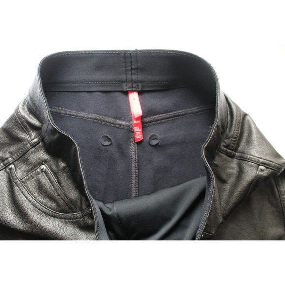 Spanx Leather-Like Ankle Skinny Pant Luxe Black Size Medium Tall - Picture 9 of 12